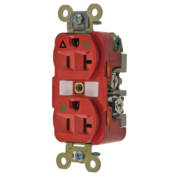 Hubbell Wiring Device-Kellems Straight Blade Devices, Receptacles, Weather Resistant Duplex, Commercial/Industrial Grade, Isolated Ground, 20A 125V, 2-Pole 3-Wire Grounding, 5-20R IG5362RWR